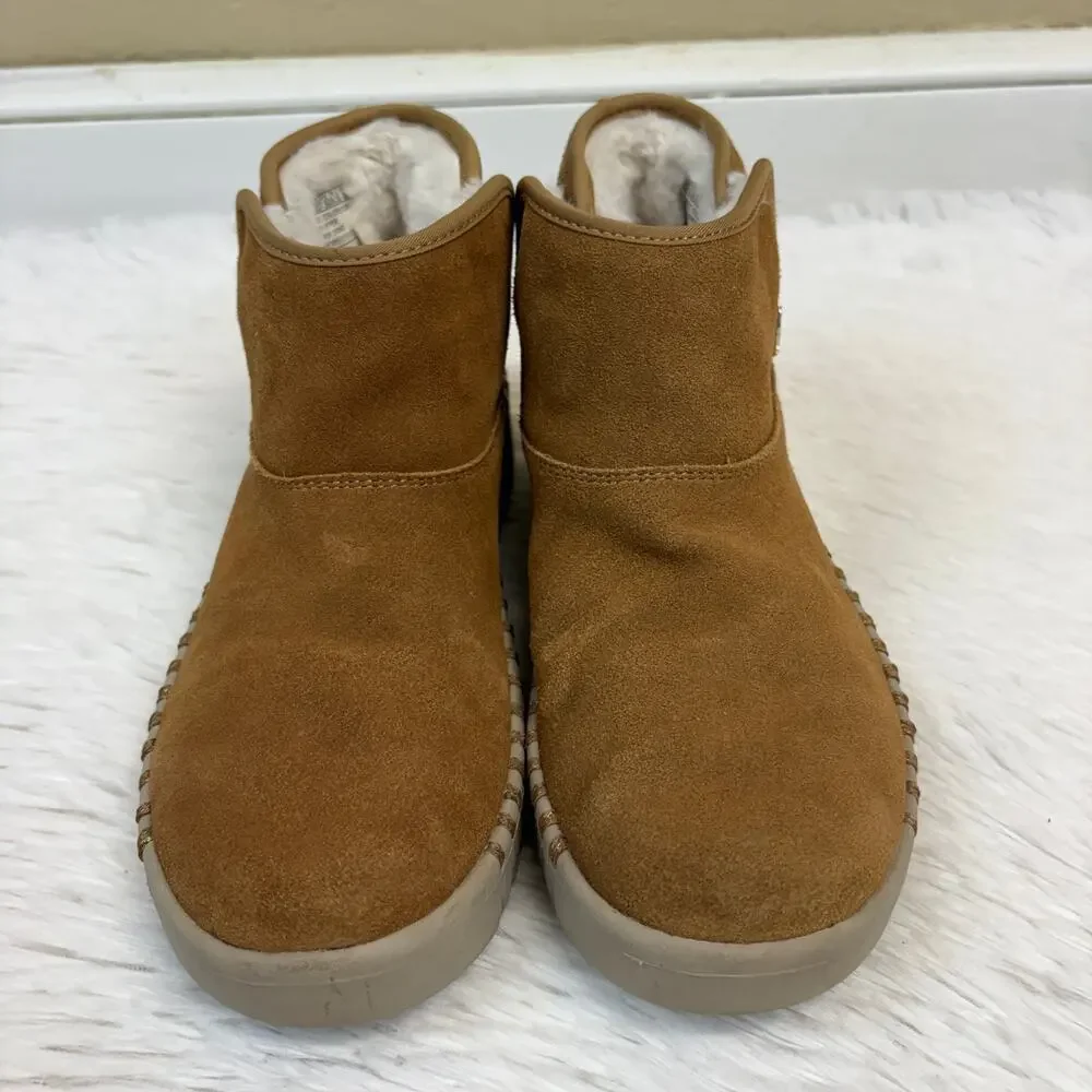 Skechers Go Walk Smart Suede Ankle Boots Faux Fur Lining Size 7.5